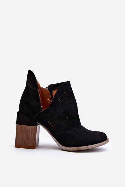 Ellavira Cutout Suede Block Heel Boots