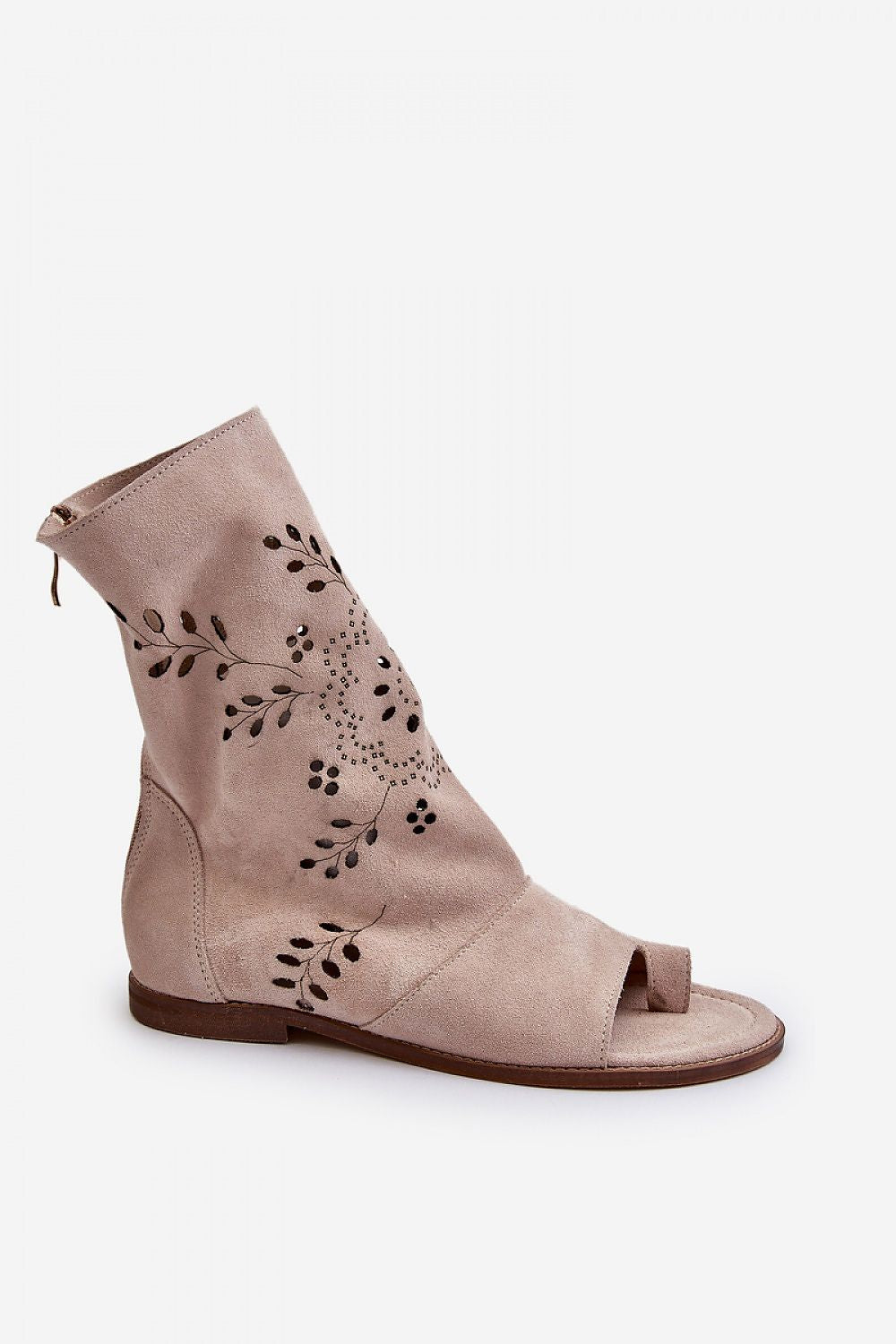 Avelynna Suede Openwork Zip Sandals