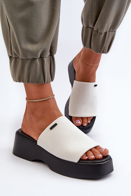 Renavie Platform Fabric Slide Sandals