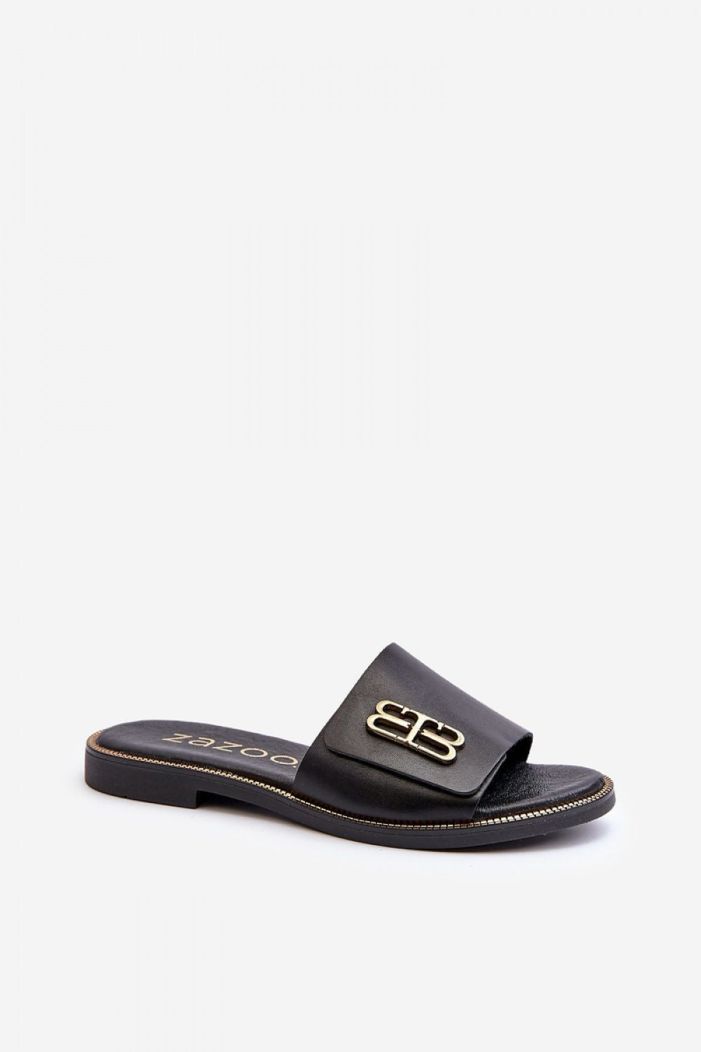 Tavirelle Gold Trim Leather Slides