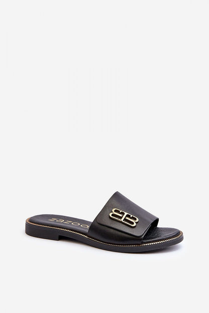 Tavirelle Gold Trim Leather Slides