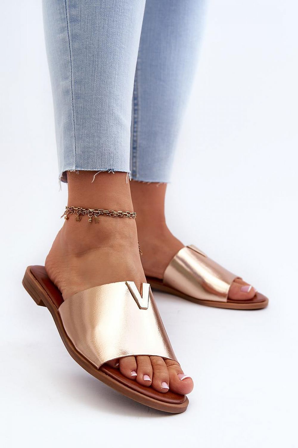 Talvera Flat Slides with Gold Detail