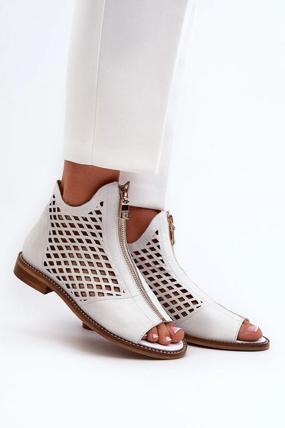 Almeryn Zipped Openwork Flat Sandals