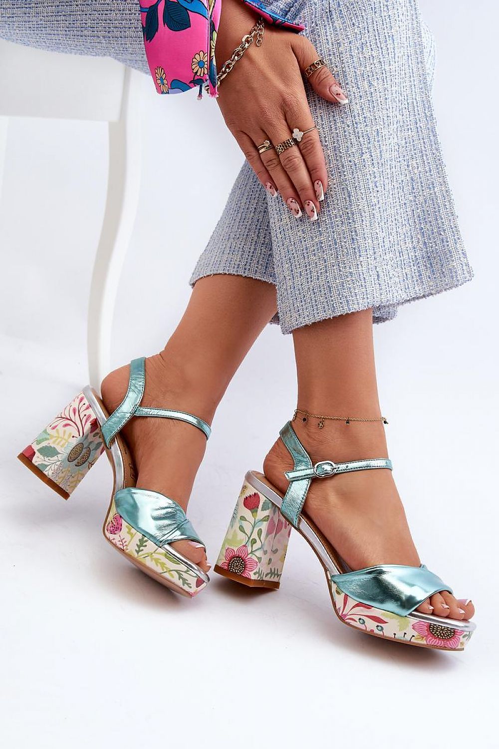 Florvella Patterned Block Heel Sandals
