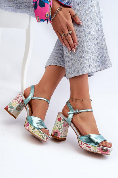 Florvella Patterned Block Heel Sandals