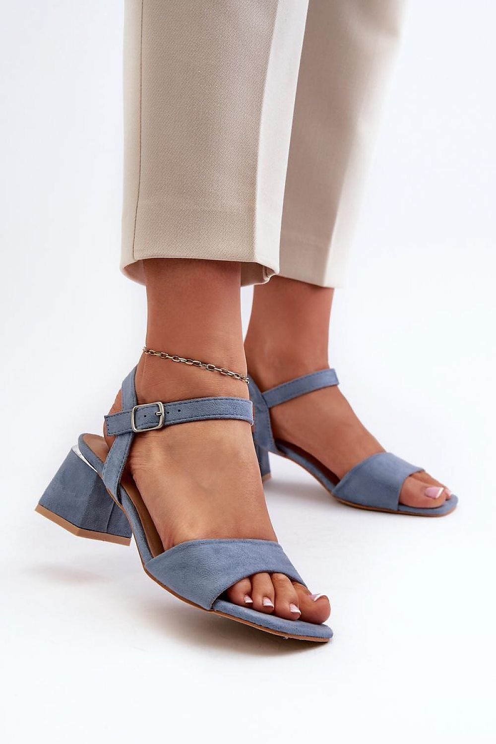 Valenta Suede Block-Heel Sandals