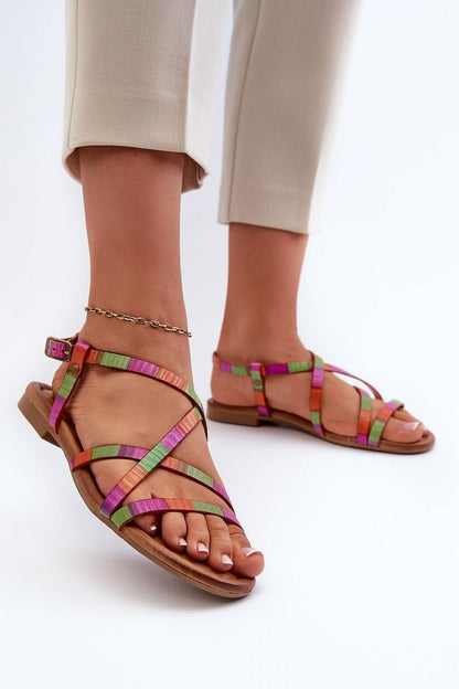 Velissa Flat Leather Strap Sandals