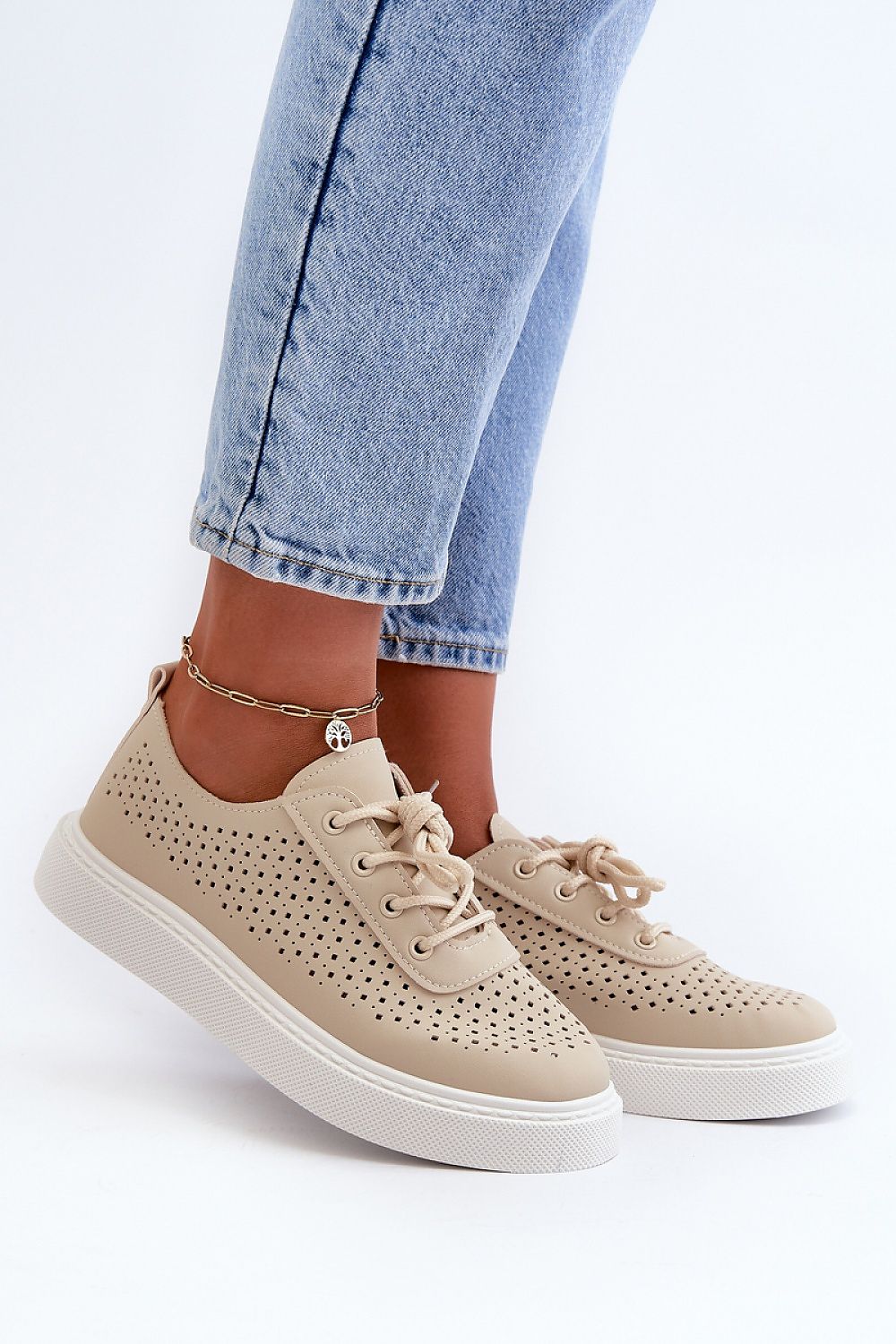 Ferossa Openwork Platform Sneakers Vegan Leather Breathable