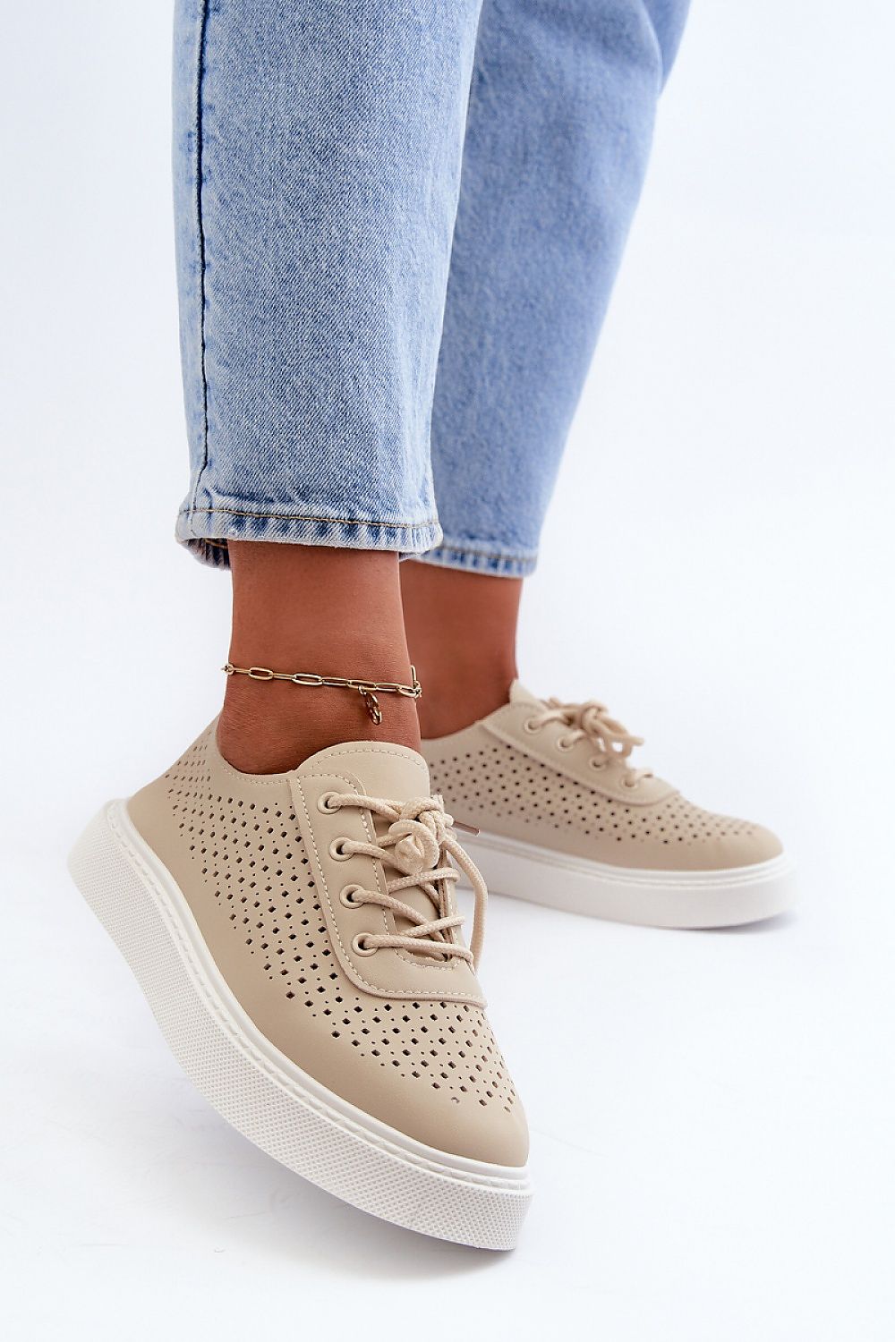 Ferossa Openwork Platform Sneakers Vegan Leather Breathable