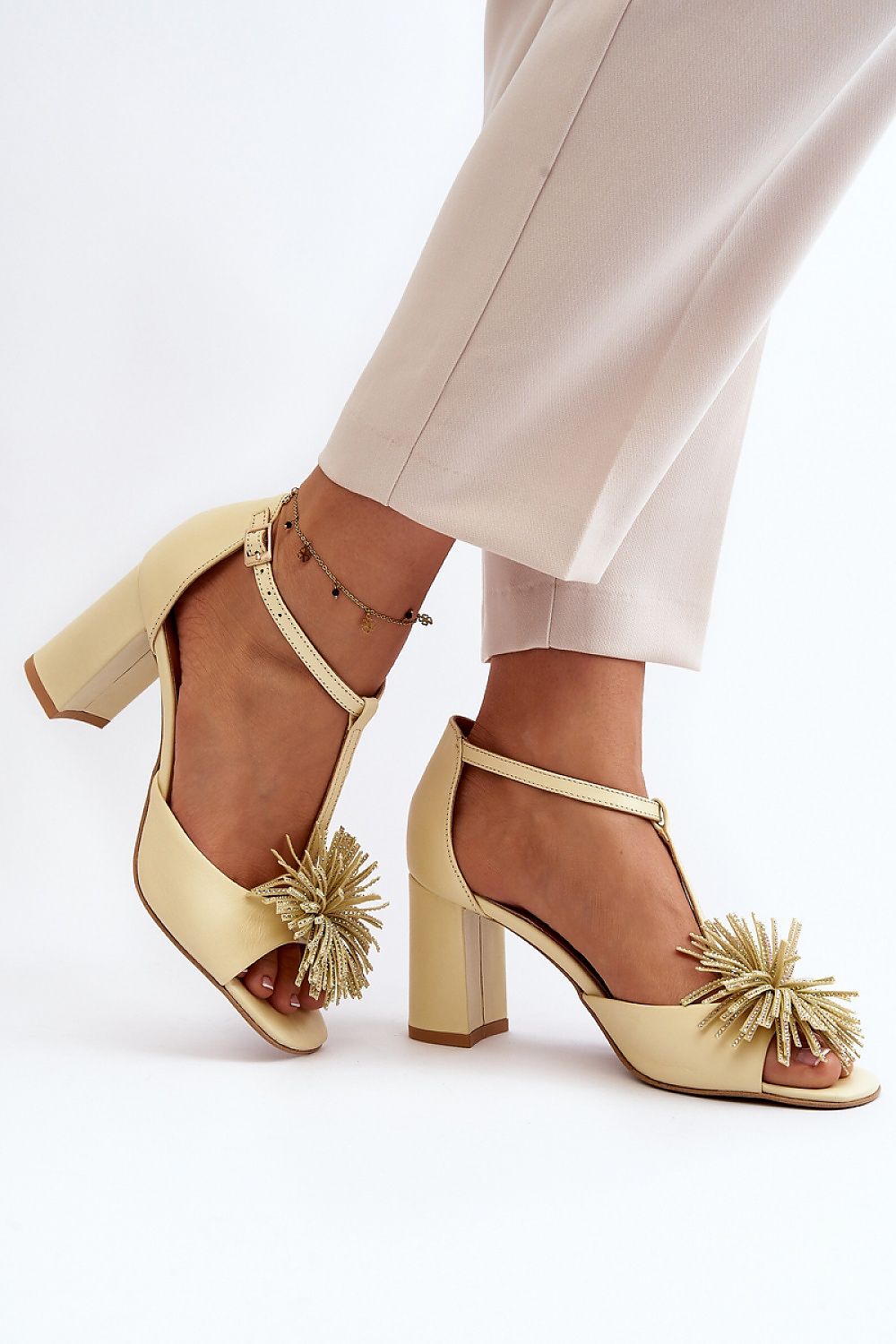 Alessira Post-Heel Leather Sandals