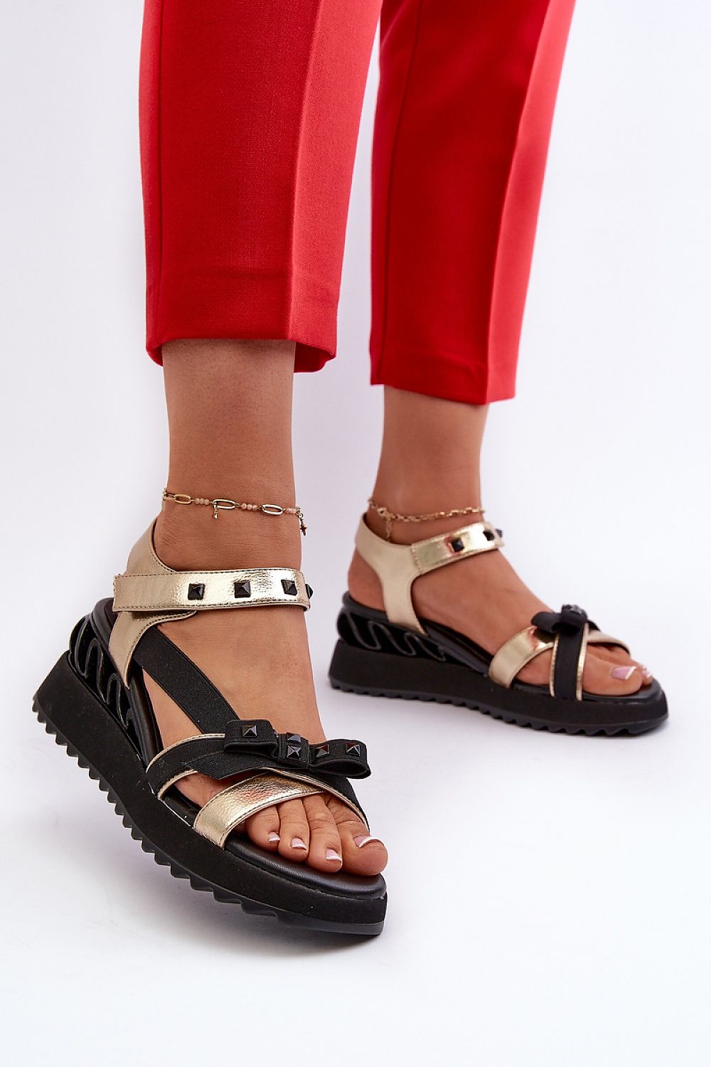 Aurelline Strap Bow Wedge Sandals