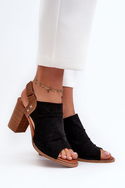 Veliera Suede-Cutout Sandals Vegan Suede Post Heel