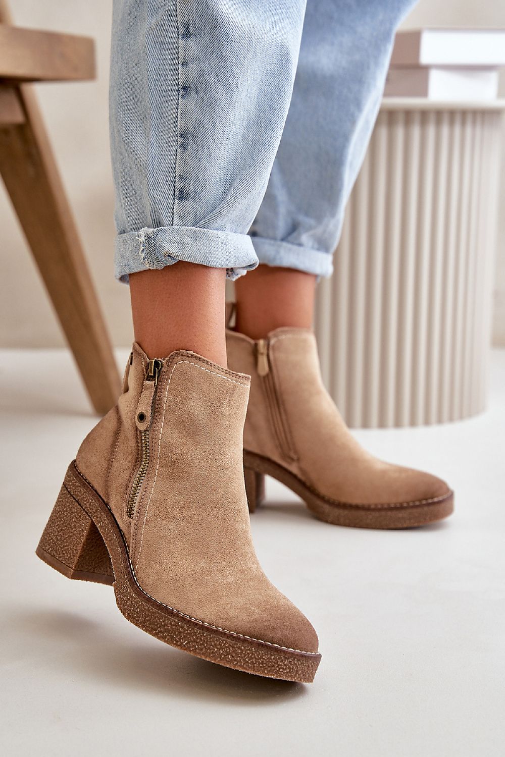 Sylmara Hearthstep Suede Frame Ankle Boots Vegan Suede