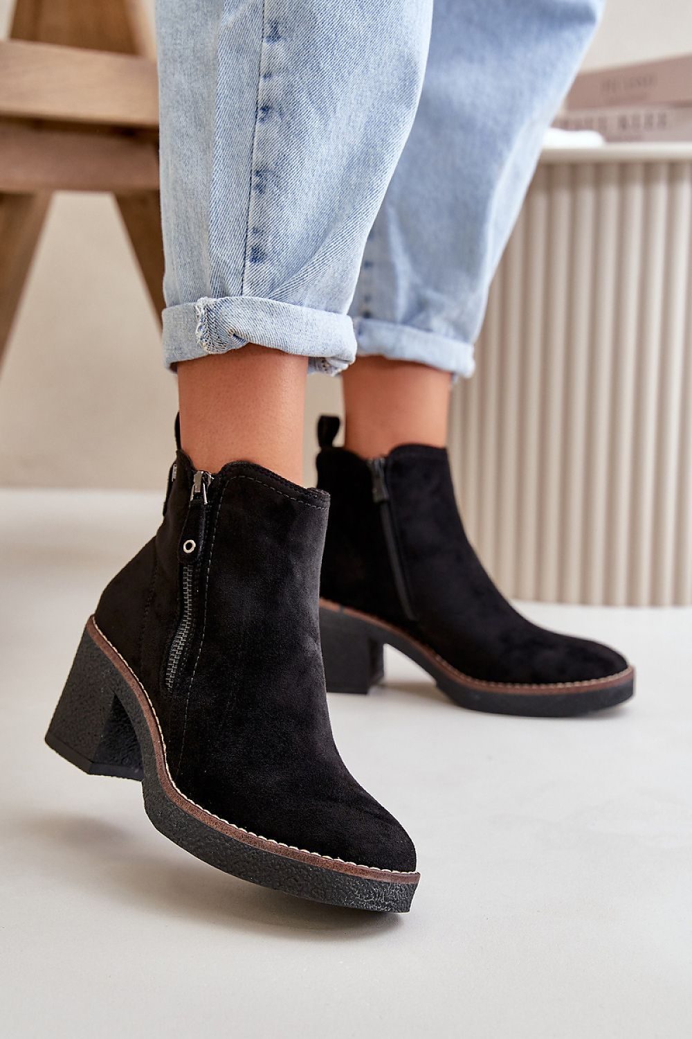 Sylmara Hearthstep Suede Frame Ankle Boots Vegan Suede