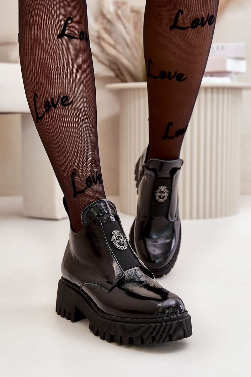 Virelsa Cresthold Ankle Boots Grooved Platform Leather