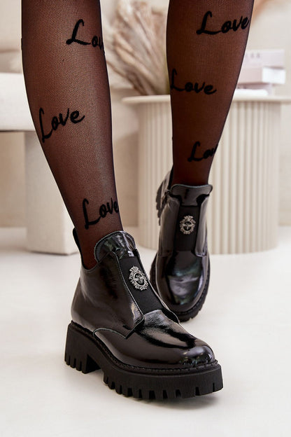 Virelsa Cresthold Ankle Boots Grooved Platform Leather