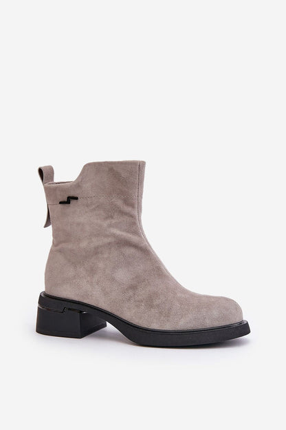Veralla Suede Zippered Ankle Boots