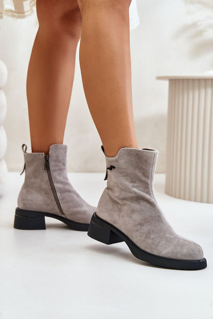 Veralla Suede Zippered Ankle Boots