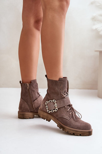 Bravura Suede Ankle Boots with Buckle