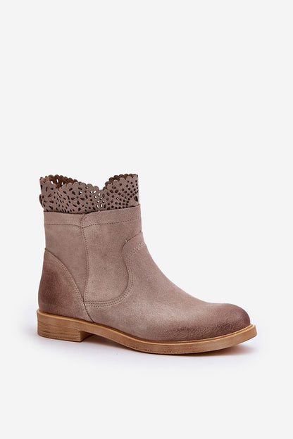 Valdera Suede Ankle Boots with Cutout Detail