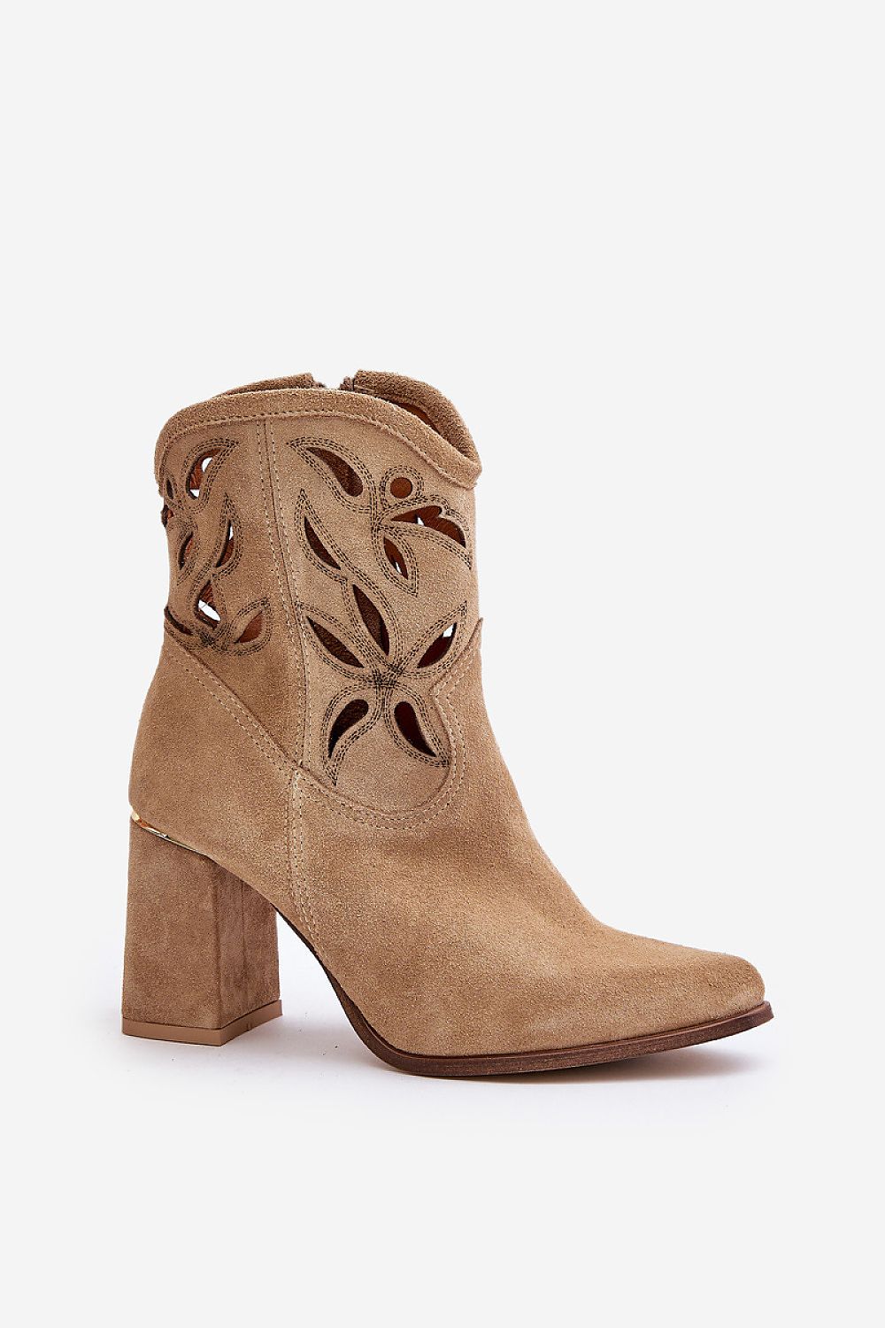 Lunavera Cutshade Openwork Boots Pointed Toe Suede Natural