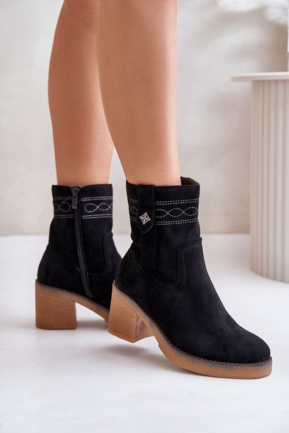 Evirenna Suede-Stitched Heel Boots