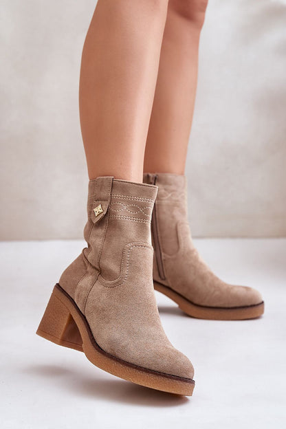 Evirenna Suede-Stitched Heel Boots