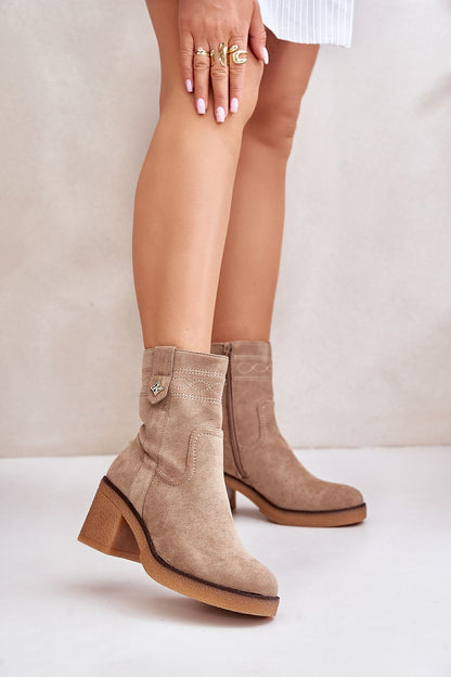 Evirenna Suede-Stitched Heel Boots
