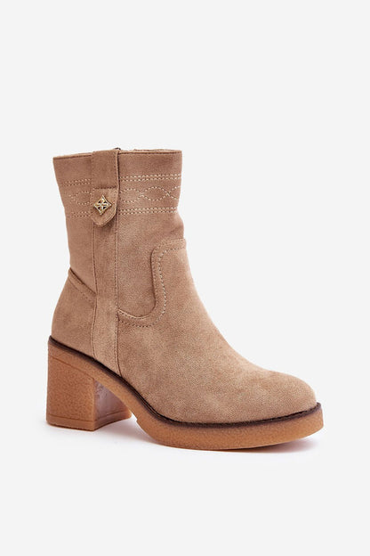 Evirenna Suede-Stitched Heel Boots