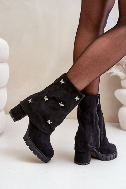 Evelmera Foldover Suede Heel Boots