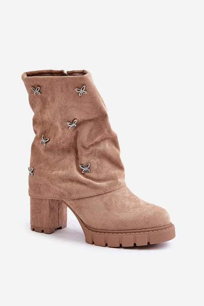 Evelmera Foldover Suede Heel Boots