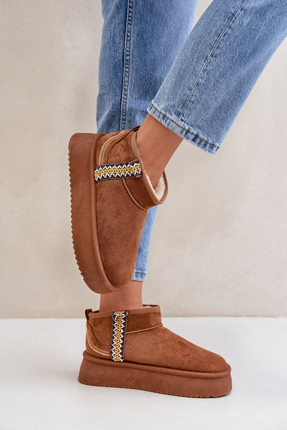 Azmira Aztec Platform Eco Suede Snow Boots Ankle High