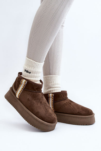 Azmira Aztec Platform Eco Suede Snow Boots Ankle High