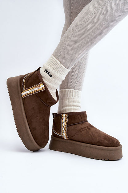 Azmira Aztec Platform Eco Suede Snow Boots Ankle High