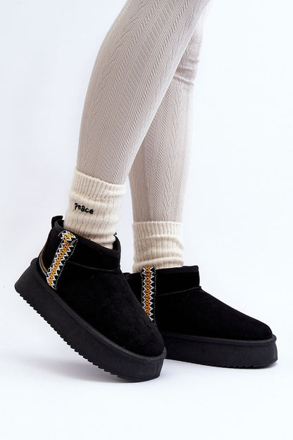 Azmira Aztec Platform Eco Suede Snow Boots Ankle High