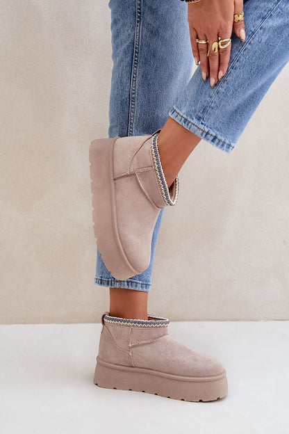 Auraline Embroidered Suede Snow Boots