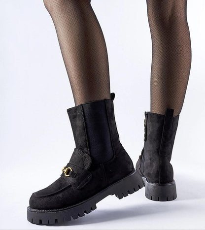 Caelora Insulated Ankle Boots Buckle Vegan Leather