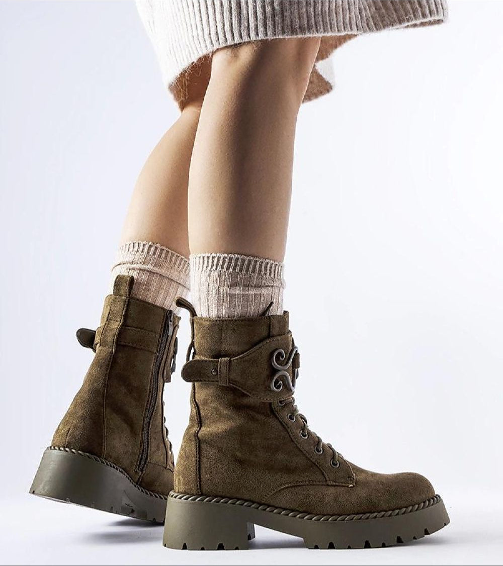 Castore Green Suede Platform Baggers