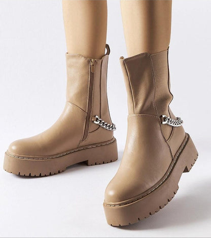 Guglielmo Chain-Trimmed Flat Boots