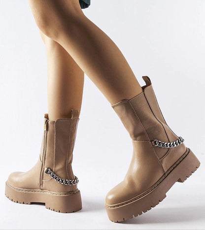 Guglielmo Chain-Trimmed Flat Boots