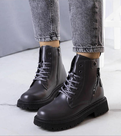 Anjura Gray Fur-Lined Winter Trappers