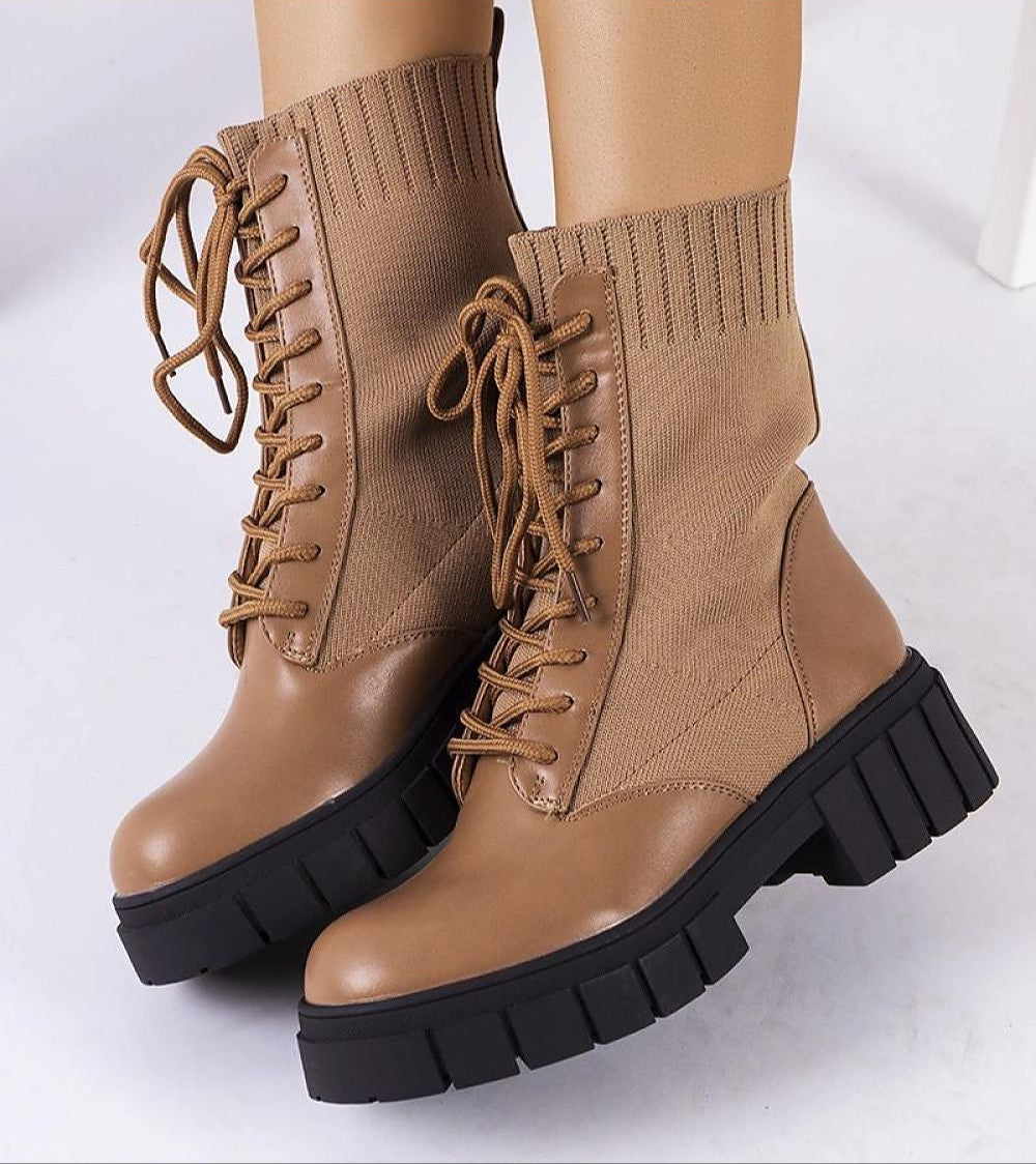 Braveda Brown Elastic Top Boots From Durable Vegan Leather
