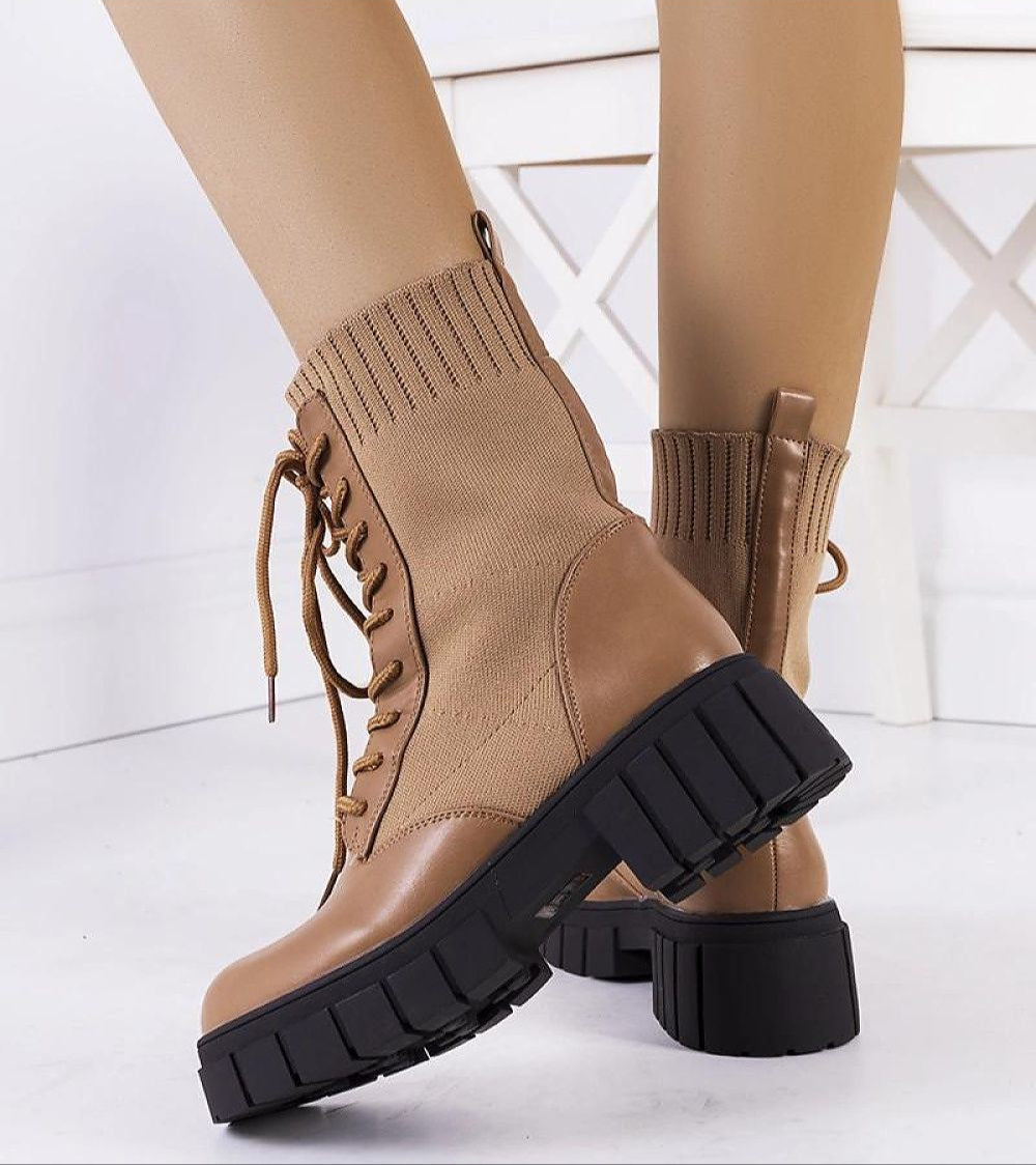 Braveda Brown Elastic Top Boots From Durable Vegan Leather