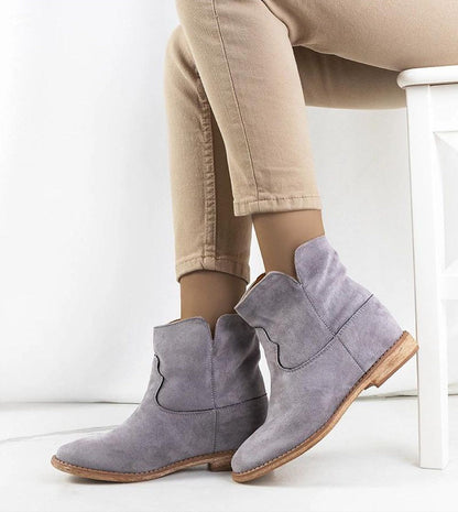 Hunjet Hidden Heel Slip On Boots Soft Lined Comfort Gray