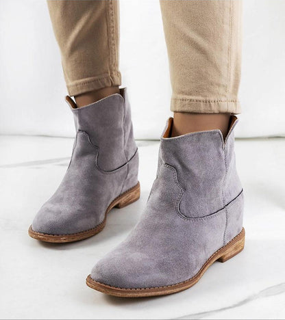 Hunjet Hidden Heel Slip On Boots Soft Lined Comfort Gray