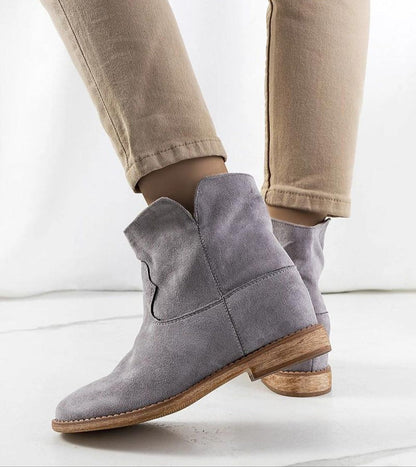 Hunjet Hidden Heel Slip On Boots Soft Lined Comfort Gray