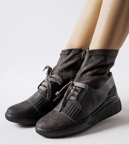 Calvera Grey Knit Platform Boots