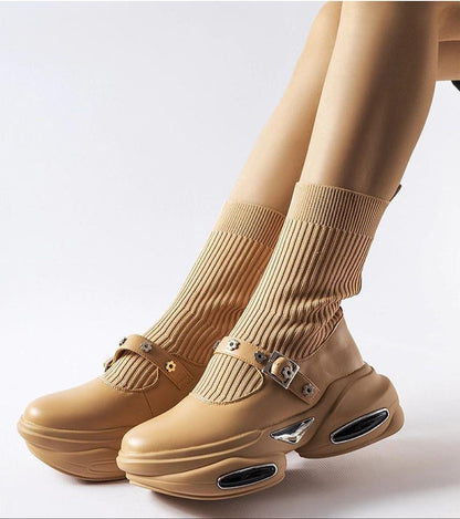 Elvessa Stretch Knit Ankle Boots