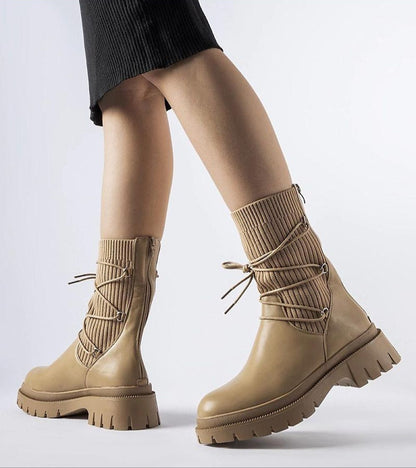 Calmira Beige Sock Boots