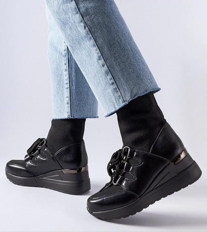 Rochon Black Platform Buskin Boots